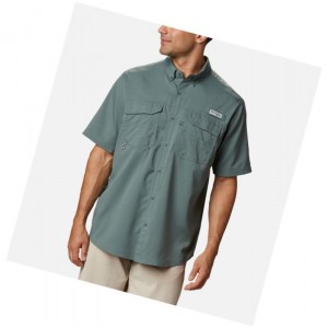 Columbia PFG Blood and Guts III Short Sleeve Woven Gömlek Erkek Yeşil | 36475-KFYB