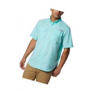 Columbia PFG Blood and Guts III Short Sleeve Woven Gömlek Erkek Açık Mavi | 86147-VBTK