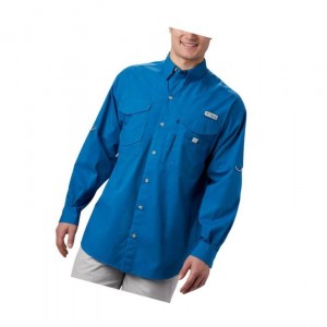 Columbia PFG Bonehead Long Sleeve Gömlek Erkek Mavi | 45293-YNWX