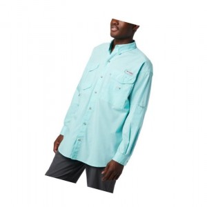 Columbia PFG Bonehead Long Sleeve Tall Gömlek Erkek Açık Mavi | 52613-MJGZ
