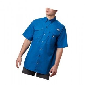 Columbia PFG Bonehead Short Sleeve Big Gömlek Erkek Mavi | 23810-WZJM