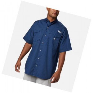 Columbia PFG Bonehead Short Sleeve Big Gömlek Erkek Koyu Gri | 08365-QSAX