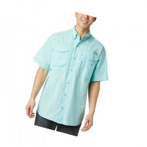 Columbia PFG Bonehead Short Sleeve Tall Gömlek Erkek Açık Mavi | 82510-MSDB