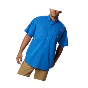 Columbia PFG Bonehead Short Sleeve Tall Gömlek Erkek Mavi | 46719-TSNF