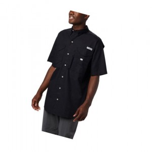Columbia PFG Bonehead Short Sleeve Tall Gömlek Erkek Siyah | 30925-KVBU