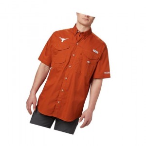 Columbia PFG Bonehead Short Sleeve - Texas Gömlek Erkek Bordo | 68251-VUFS