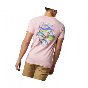 Columbia PFG Brasso Tişört Erkek Pembe | 32450-HLXQ