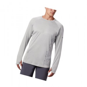 Columbia PFG Buoy Knit Long Sleeve Sweatshirt Erkek Gri | 13968-PNRL