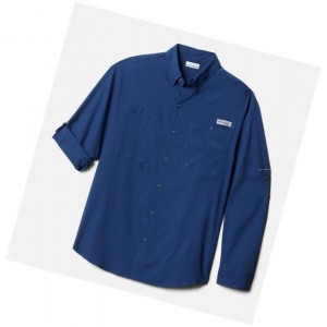 Columbia PFG Crystal Springs Long Sleeve Gömlek Erkek Koyu Gri | 76341-SOMW