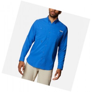 Columbia PFG Crystal Springs Long Sleeve Gömlek Erkek Mavi | 49627-JRCP