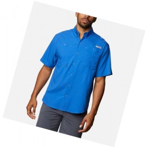 Columbia PFG Crystal Springs Short Sleeve Gömlek Erkek Mavi | 28501-GAJL