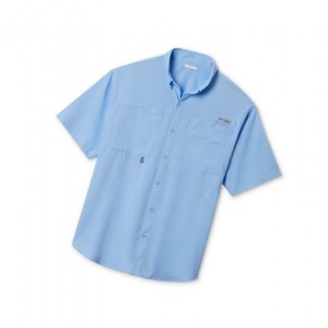 Columbia PFG Crystal Springs Short Sleeve Gömlek Erkek Mavi | 10683-GRNF