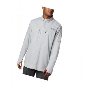 Columbia PFG Force XII Zero Long Sleeve Hybrid Gömlek Erkek Gri | 28940-JAWM