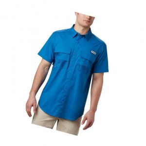Columbia PFG Half Moon Short Sleeve Gömlek Erkek Mavi | 95073-QRKL