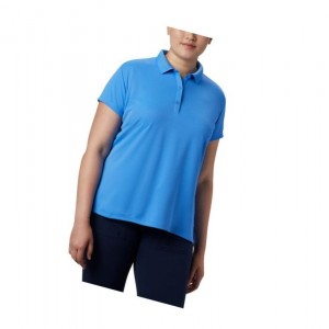 Columbia PFG Innisfree Short Sleeve Plus Size Polo Gömlek Kadın Mavi | 48167-QPDV
