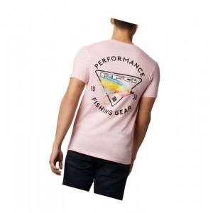 Columbia PFG La Ment Tişört Erkek Pembe | 64275-CJUA