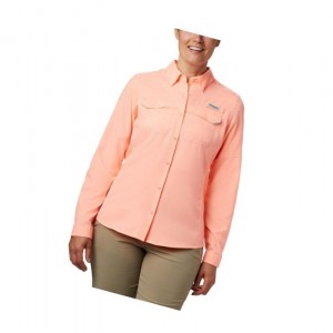 Columbia PFG Lo Drag Long Sleeve Gömlek Kadın Pembe | 96751-MOJU
