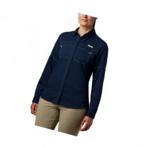 Columbia PFG Lo Drag Long Sleeve Gömlek Kadın Lacivert | 91362-WYZO