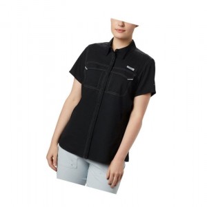 Columbia PFG Lo Drag Short Sleeve Gömlek Kadın Siyah | 01842-MQBW