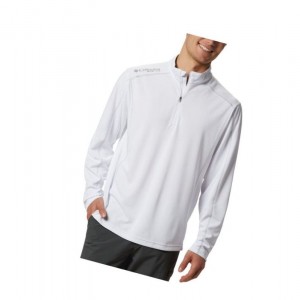 Columbia PFG Low Drag 1/4 Zip Top Sweatshirt Erkek Beyaz | 84951-EKGV