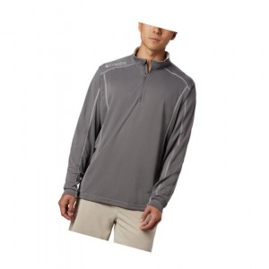 Columbia PFG Low Drag 1/4 Zip Top Sweatshirt Erkek Gri | 67215-MYTH