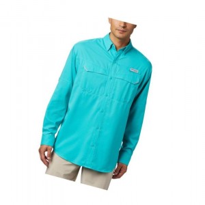 Columbia PFG Low Drag Offshore Long Sleeve Gömlek Erkek Açık Turkuaz | 81263-MENV
