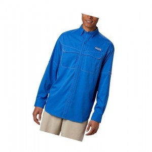 Columbia PFG Low Drag Offshore Long Sleeve Gömlek Erkek Mavi | 54029-NAUB