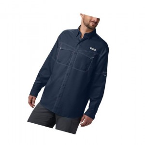 Columbia PFG Low Drag Offshore Long Sleeve Gömlek Erkek Lacivert | 93107-GIJX