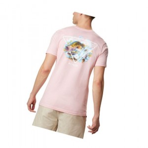 Columbia PFG Mann Tişört Erkek Pembe | 71509-HQNO