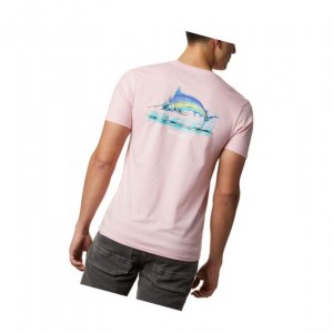 Columbia PFG Scribble Graphic Tişört Erkek Pembe | 98036-ZFKG