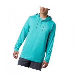 Columbia PFG Slack Tide Henley Kapşonlu Erkek Açık Turkuaz | 54639-UVPL