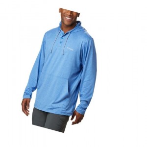 Columbia PFG Slack Tide Henley Kapşonlu Erkek Mavi | 02473-QRPH