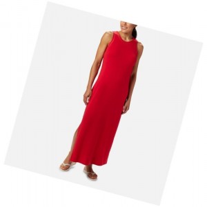 Columbia PFG Slack Water Knit Maxi Elbise Kadın Kırmızı | 87035-MSZU