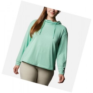 Columbia PFG Slack Water Knit Plus Size Kapşonlu Kadın Yeşil | 05986-OBPL