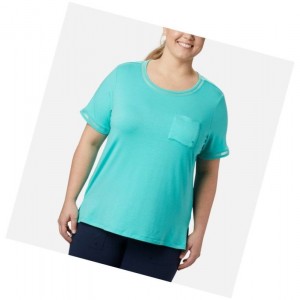 Columbia PFG Slack Water Knit Pocket Plus Size Tişört Kadın Mavi | 34792-TEOK