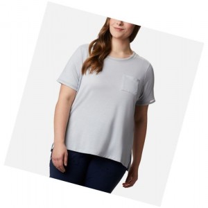 Columbia PFG Slack Water Knit Pocket Plus Size Tişört Kadın Gri | 26719-LPVC
