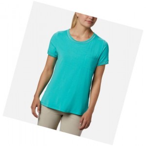 Columbia PFG Slack Water Knit Pocket Tişört Kadın Mavi | 28035-IYNM