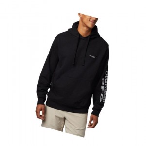 Columbia PFG Sleeve Graphic Kapşonlu Erkek Siyah Gri | 14709-HDRN