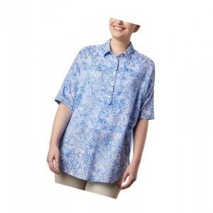Columbia PFG Sun Drifter 3/4 Sleeve Tunic Gömlek Kadın Mavi | 71605-EVMP