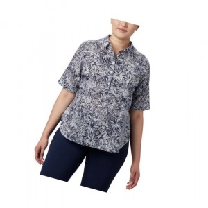Columbia PFG Sun Drifter 3/4 Sleeve Tunic Plus Size Gömlek Kadın Lacivert | 04675-WZDA