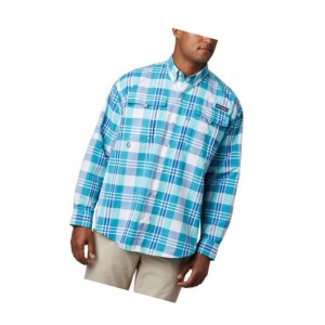 Columbia PFG Super Bahama Long Sleeve Gömlek Erkek Açık Turkuaz Renkli | 28740-QYSU