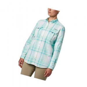 Columbia PFG Super Bahama Long Sleeve Gömlek Kadın Açık Nane | 01952-AUFJ