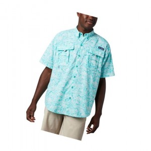 Columbia PFG Super Bahama Short Sleeve Gömlek Erkek Açık Turkuaz | 63927-KLQM