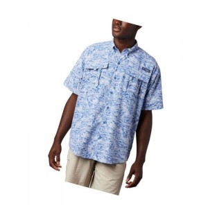 Columbia PFG Super Bahama Short Sleeve Gömlek Erkek Mavi | 63245-ADEV