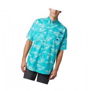 Columbia PFG Super Bonehead Classic Short Sleeve Gömlek Erkek Açık Turkuaz | 06847-PBWE