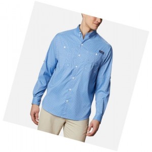 Columbia PFG Super Tamiami Long Sleeve Gömlek Erkek Mavi | 82691-UBWZ