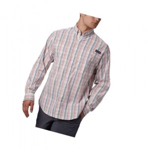 Columbia PFG Super Tamiami Long Sleeve Gömlek Erkek Kırmızı | 50124-UFOW