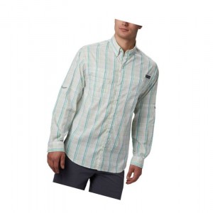 Columbia PFG Super Tamiami Long Sleeve Gömlek Erkek Açık Yeşil | 18523-UGDZ
