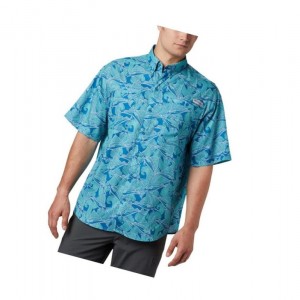 Columbia PFG Super Tamiami Short Sleeve Gömlek Erkek Mavi | 17563-QMSD