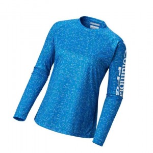 Columbia PFG Super Tidal II Long Sleeve Plus Size Sweatshirt Kadın Mavi | 03794-YRPJ